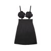 THE SATIN DAISY APPLIQUE DRESS